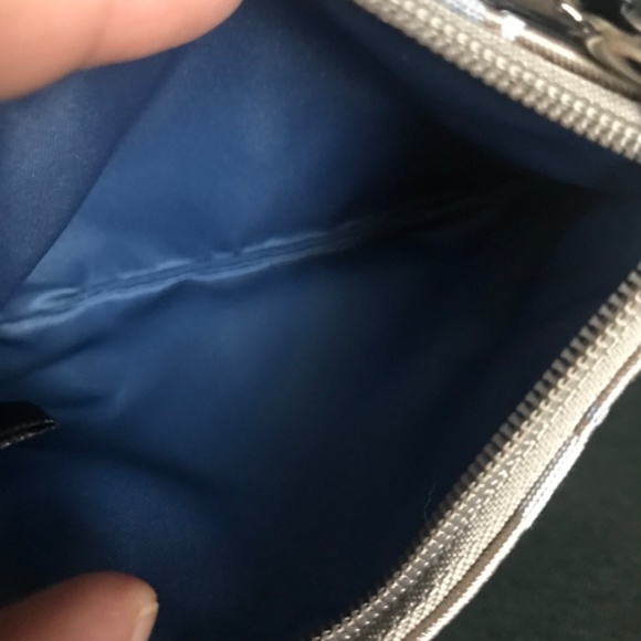 Coach Blue/Tan Canvas Leather Wristlet Mini Pouch - Picture 6 of 15